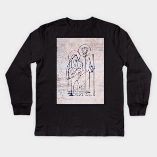 Hand drawn illustration of the Sacred Family Kids Long Sleeve T-Shirt